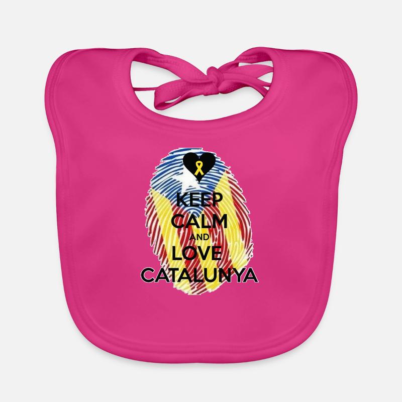 Reste calme et aime la Catalogne - Bavoir bio Bébé - fuchsia