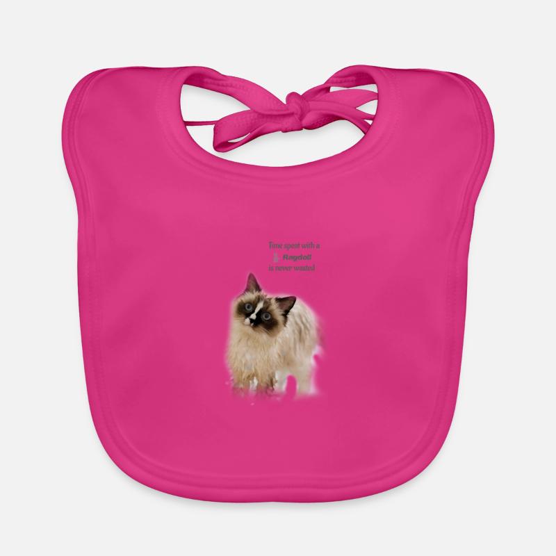 Temps passé avec un Ragdoll - idée cadeau - Bavoir bio Bébé - fuchsia