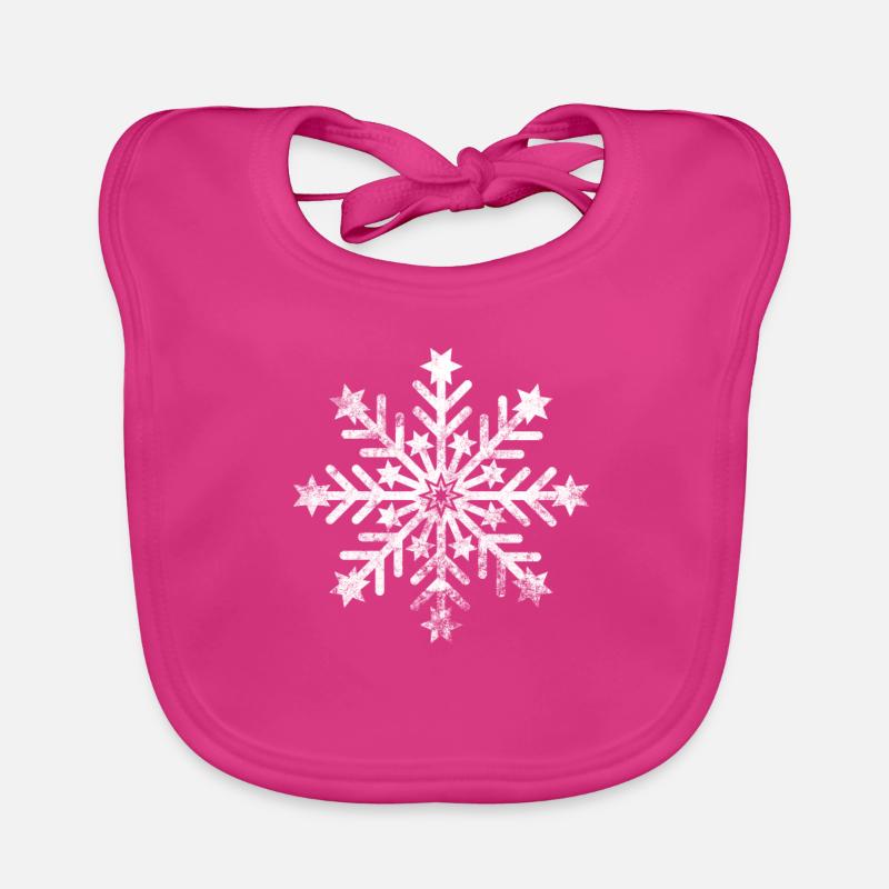 Flocon de neige - Bavoir bio Bébé - fuchsia