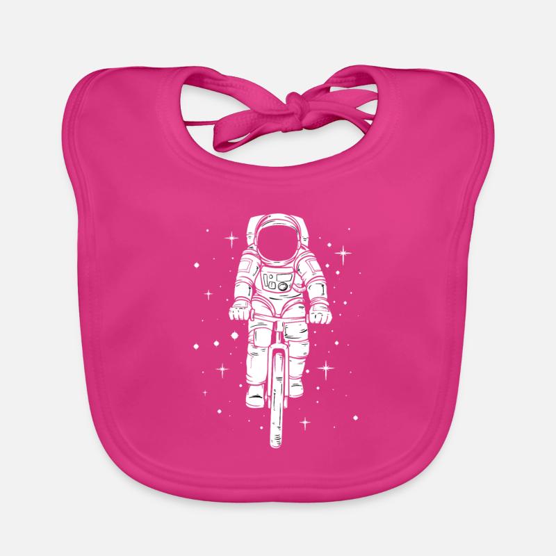 Astronaute sur le vélo - Bavoir bio Bébé - fuchsia