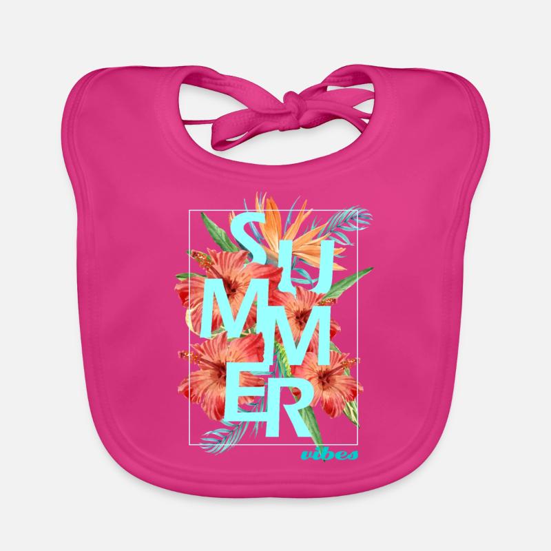 "SUMMER VIBES" design - hibiscus Organic Baby Bibs