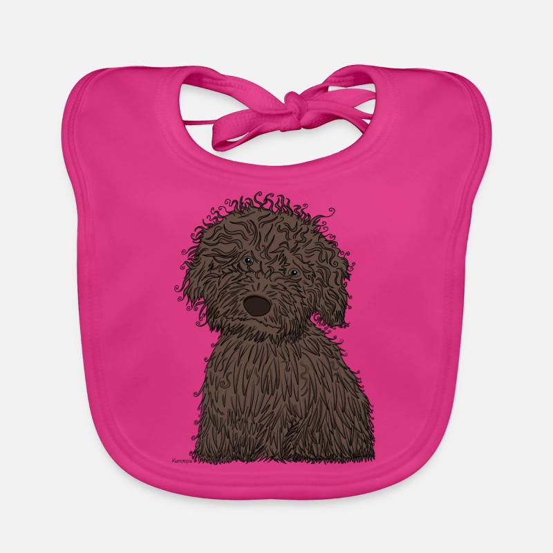 Chiot chien d’eau - Bavoir bio Bébé - fuchsia