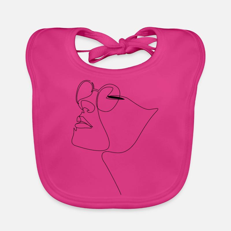 Visage & lunettes - Bavoir bio Bébé - fuchsia