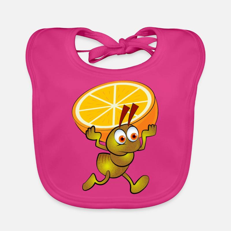 Yellow ant with a split orange Organic Baby Bibs