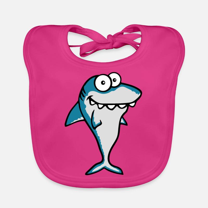 Drôle Sourire Comique Requin Megalodon Requins Lover - Bavoir bio Bébé - fuchsia