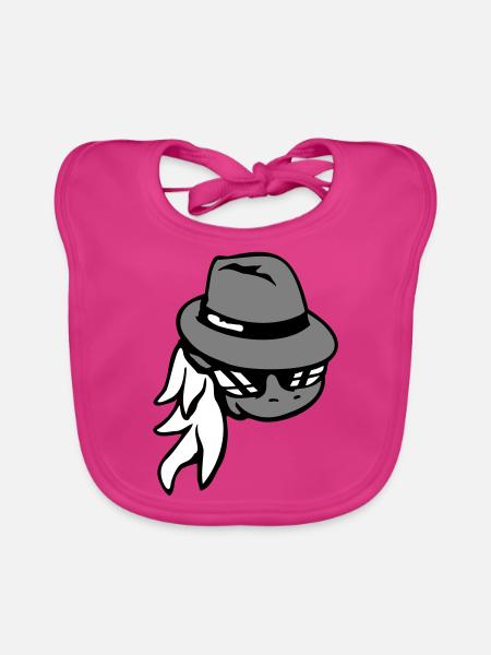 Cheval Gangster Chapeau Lunettes de soleil Criminal Cool - Bavoir bio Bébé - fuchsia - Devant