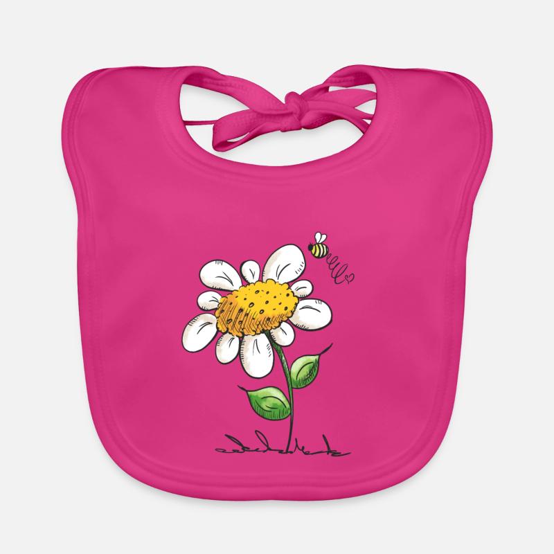 Fleur dessin animé - Cadeau - Bavoir bio Bébé - fuchsia