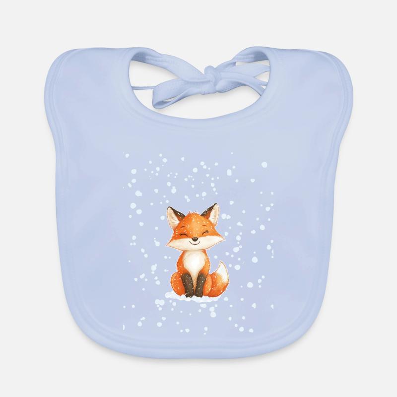 Fuchs mit Schneeflocken Baby Bio-Lätzchen