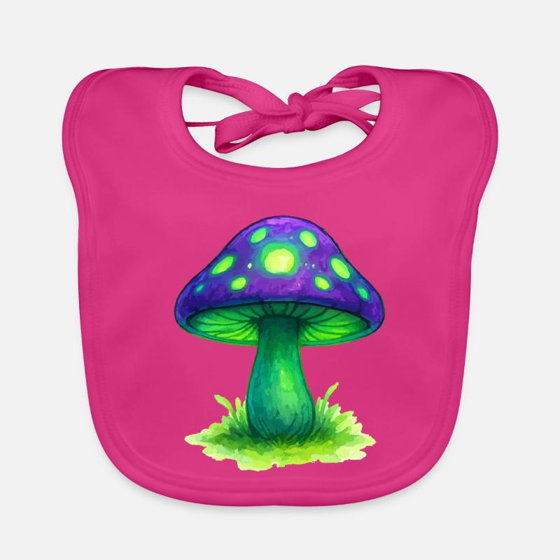 Glowing Mushroom Neon Forest Organic Baby Bibs