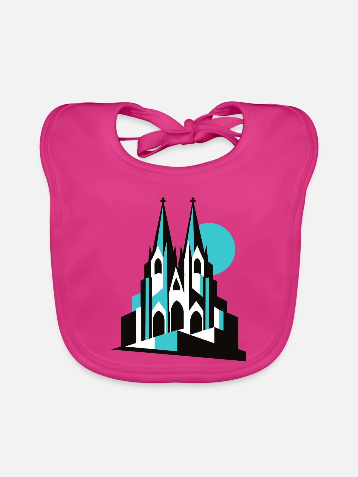 Kölner Dom - Baby Bio-Lätzchen - Fuchsia - Vorne