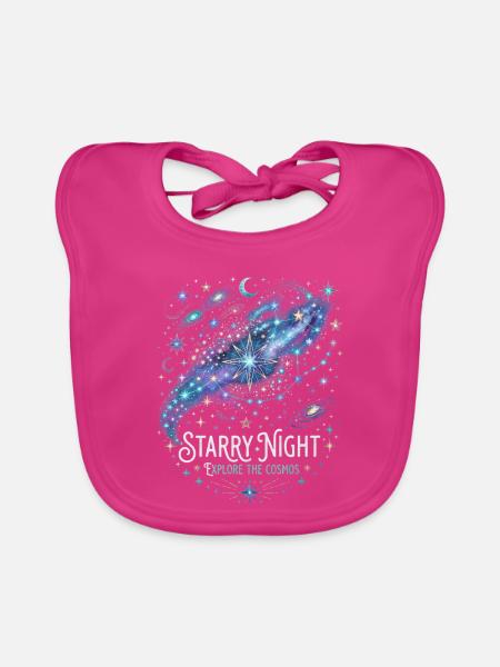 Sternennacht Cosmos Entdeckung - Baby Bio-Lätzchen - Fuchsia - Vorne