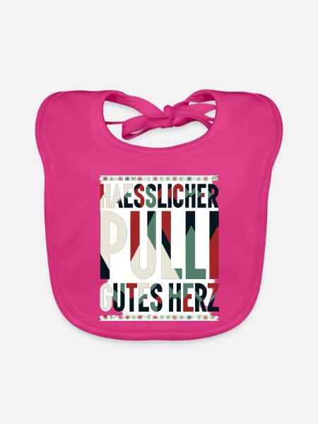 Hässlicher Pulli, gutes Herz - Baby Bio-Lätzchen - Fuchsia
