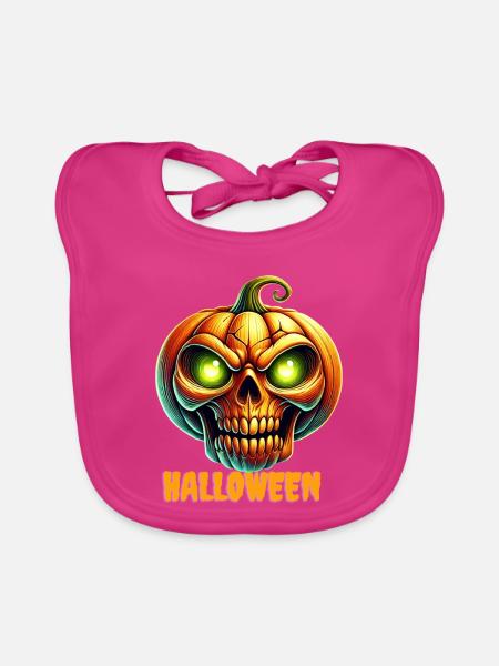 Neon Kürbis Schädel Halloween  - Baby Bio-Lätzchen - Fuchsia