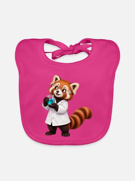 Roter Panda-Wissenschaftler mit Becher - Baby Bio-Lätzchen - Fuchsia