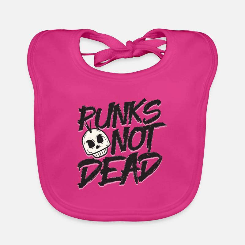 Idée cadeau punks pas mort tête de mort tête de rock n roll Bavoir bio Bébé
