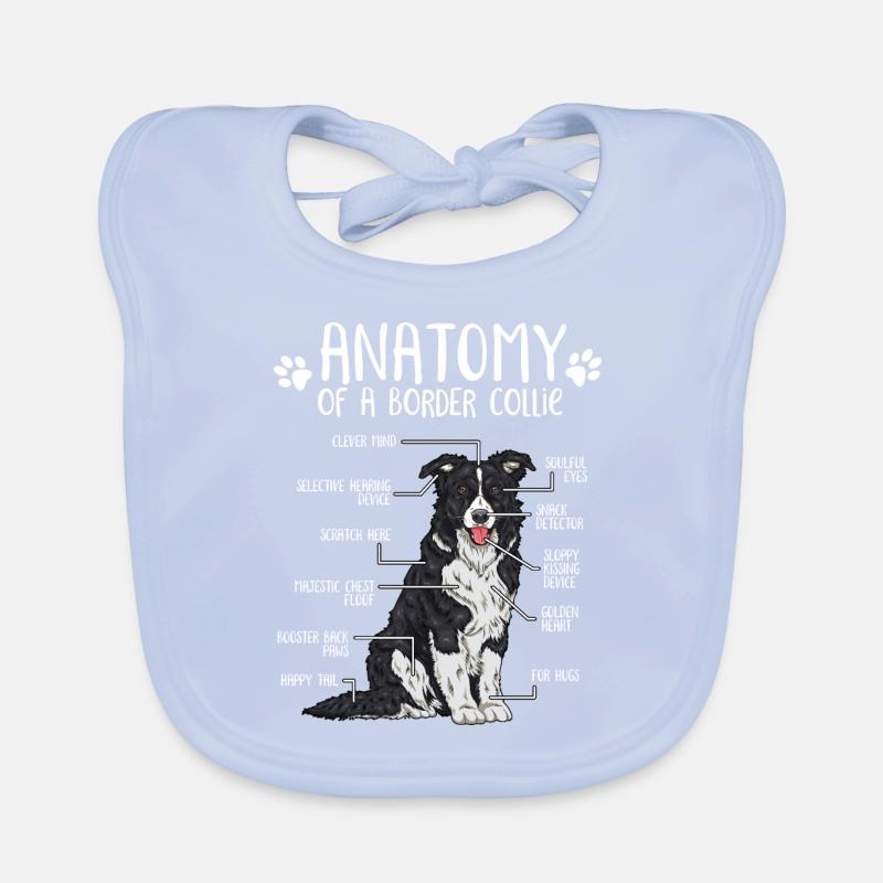 Cadeau de propriétaire de chien Border Collie anatomie Bavoir bio Bébé