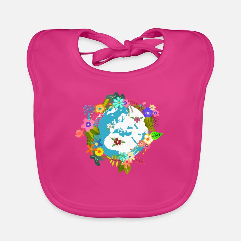 Globe terrestre fleurs Bavoir bio Bébé