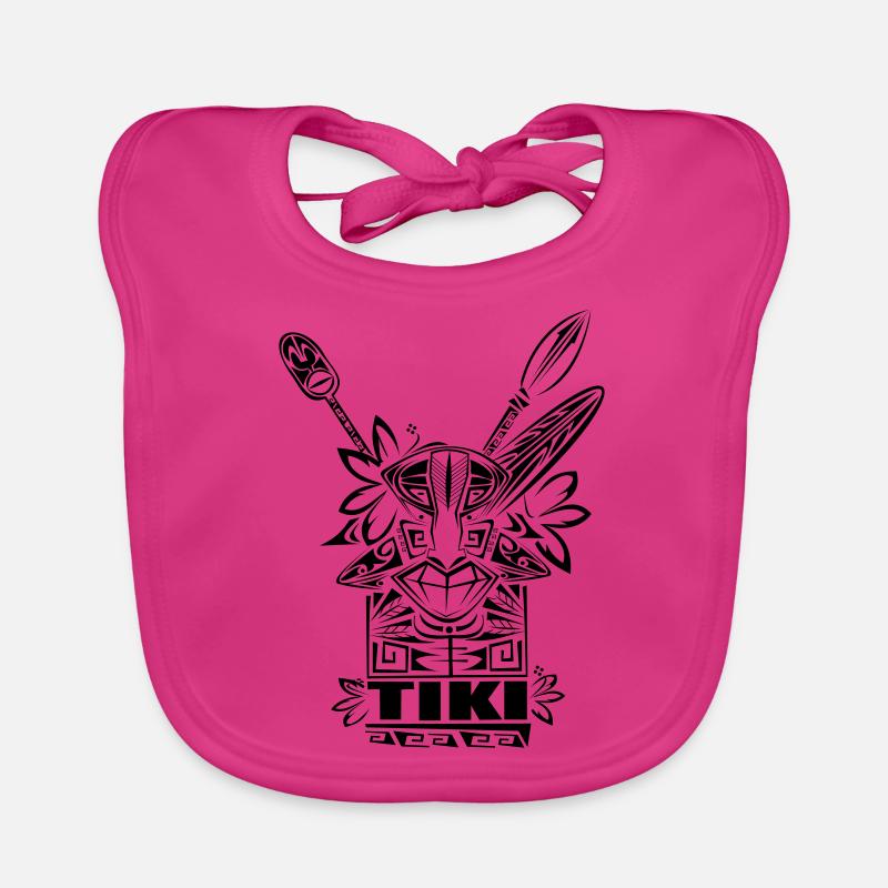 TIKI tribal polynesien - Bavoir bio Bébé - fuchsia