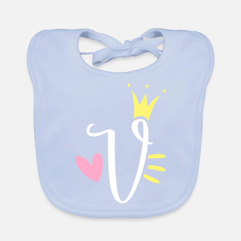 Buchstabe V Anfangsbuchstabe Krone Baby Bio-Lätzchen