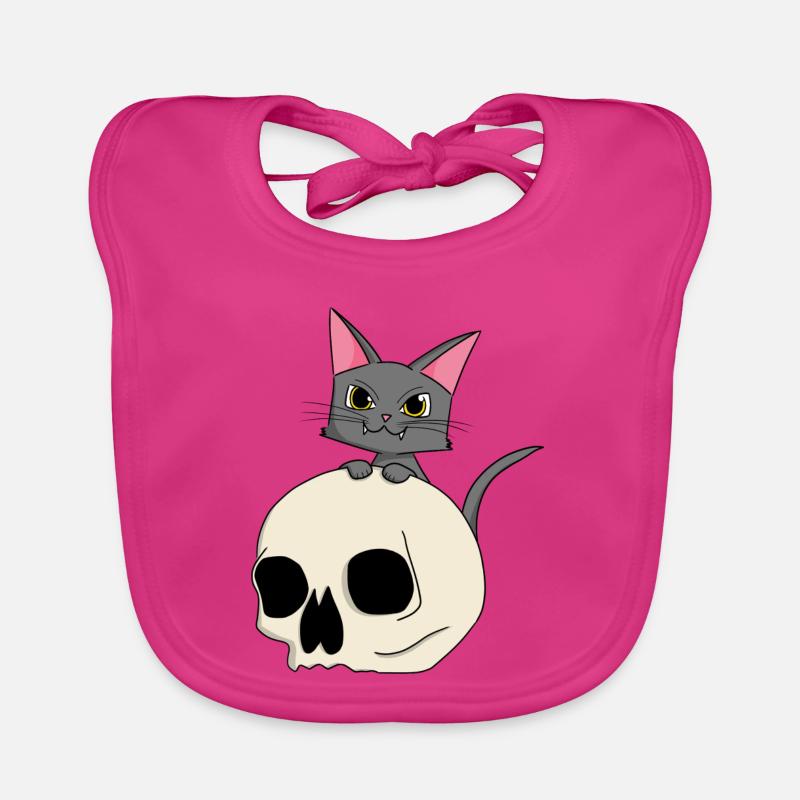 Cat head with skull design Organic Baby Bibs