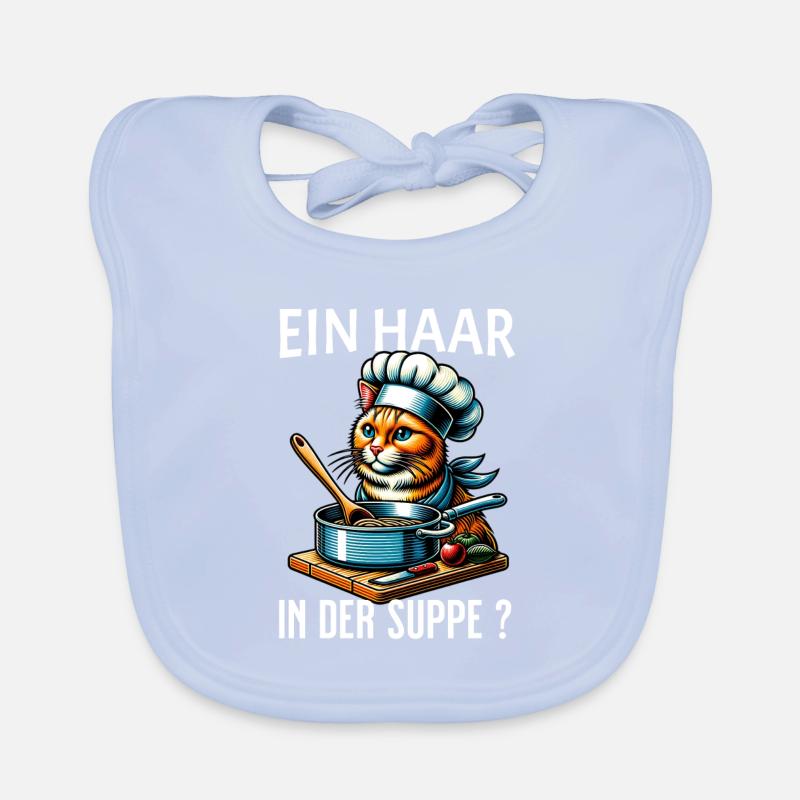 Ein Haar in der Suppe - süßes Katzen Design Baby Bio-Lätzchen