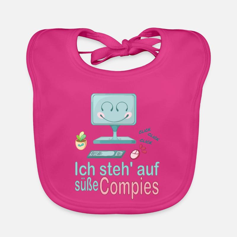 Ich steh' auf süße Computer - Baby Bio-Lätzchen - Fuchsia