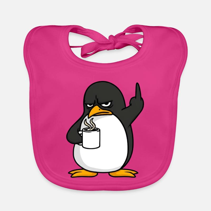 Penguin Coffee Coffee Lover Office Middle Finger Organic Baby Bibs