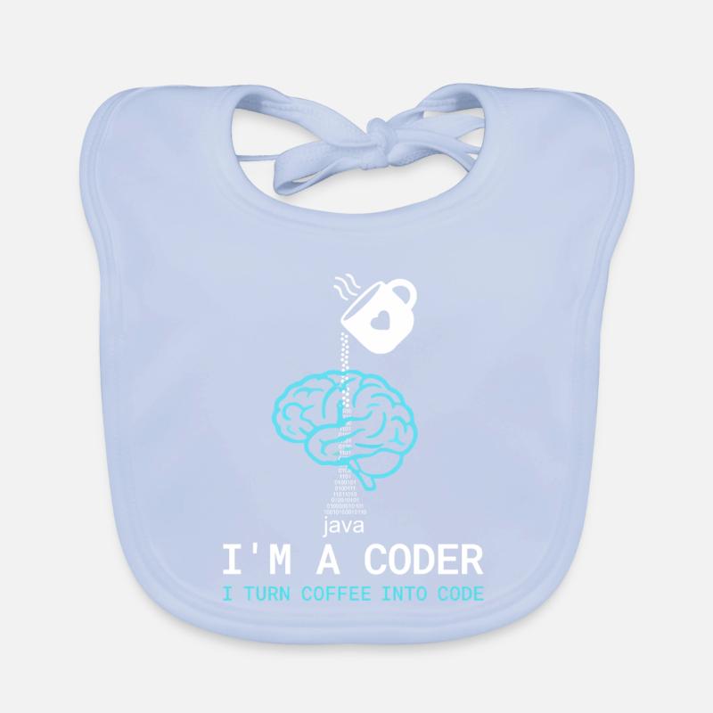 Coder T-Shirt: Coffee into Code – Nerdy Programmie Baby Bio-Lätzchen