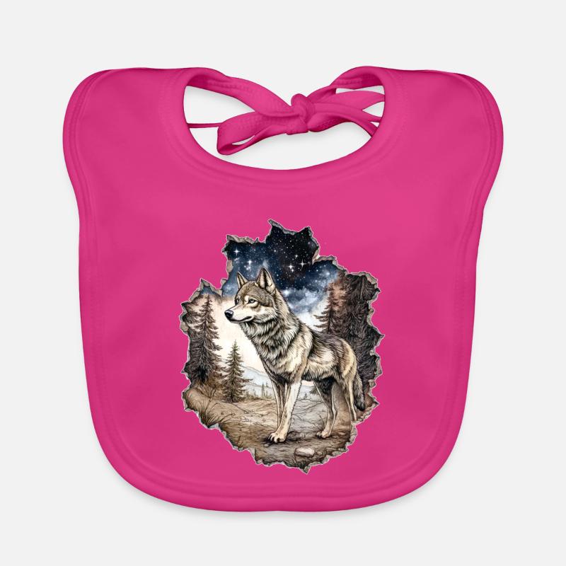 Wolf Starry Sky Organic Baby Bibs