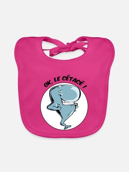 Ok, le cétacé ! - Bavoir bio Bébé - fuchsia - Devant