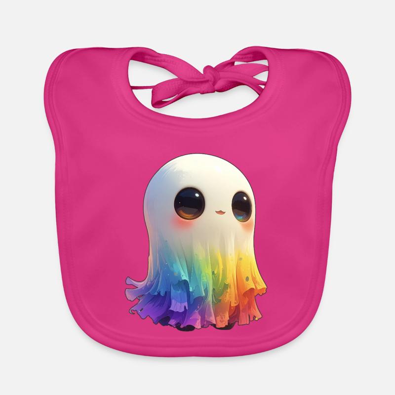 Fantôme arc-en-ciel flippant et mignon - Bavoir bio Bébé - fuchsia