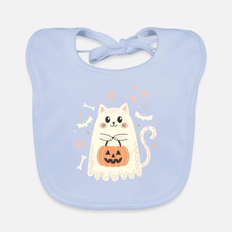 Halloween Ghost Cat Organic Baby Bibs