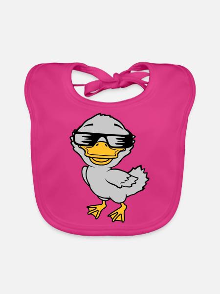 Cool Sunglasses Ducklings Comic - Organic Baby Bibs - fuchsia - Front