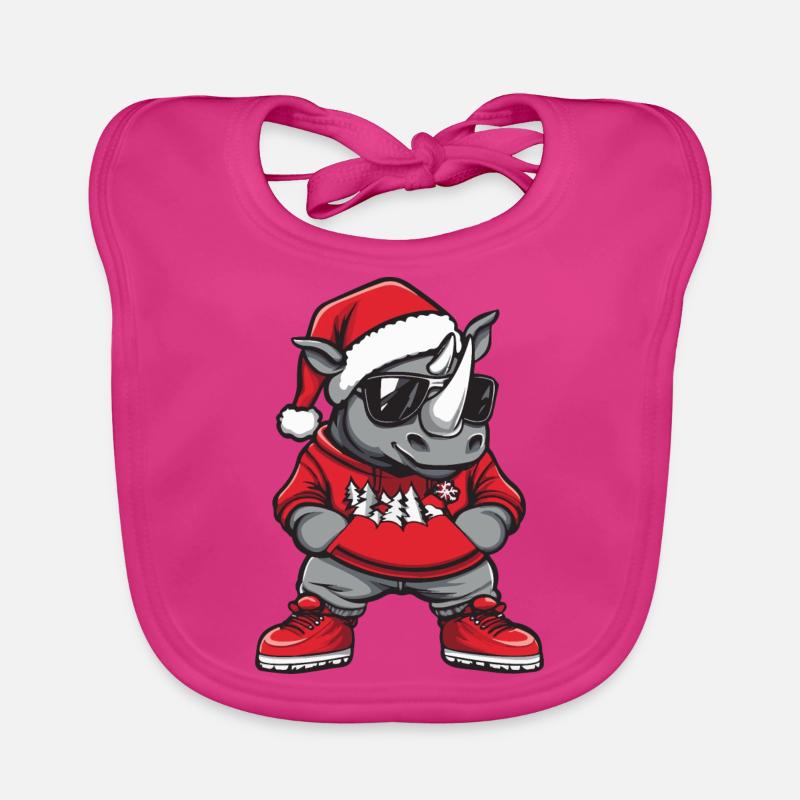 Rhino Christmas Comic Cool Organic Baby Bibs