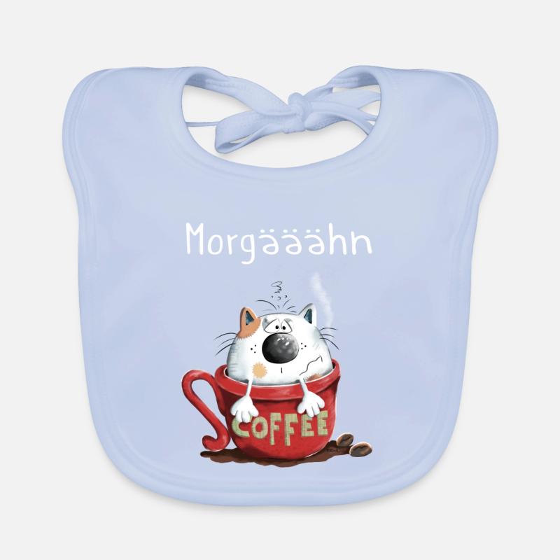 Morgähn Kaffee - Katze - Comic Baby Bio-Lätzchen