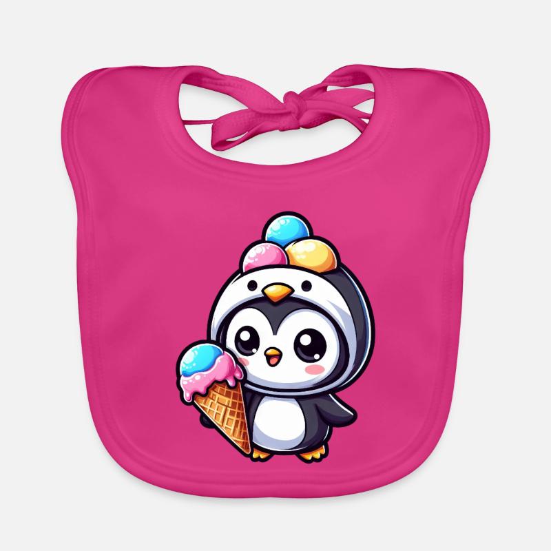 Lustiger Pinguin mit Eiskrem süß Cartoon Sommer Baby Bio-Lätzchen
