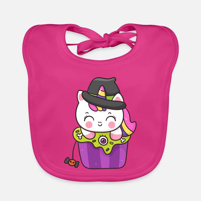 Kawaii Cupcake Sorcière Chat Bavoir bio Bébé
