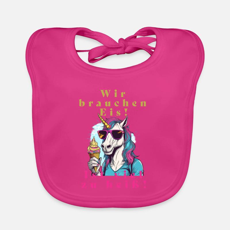 Glace de licorne contre chaleur - Bavoir bio Bébé - fuchsia