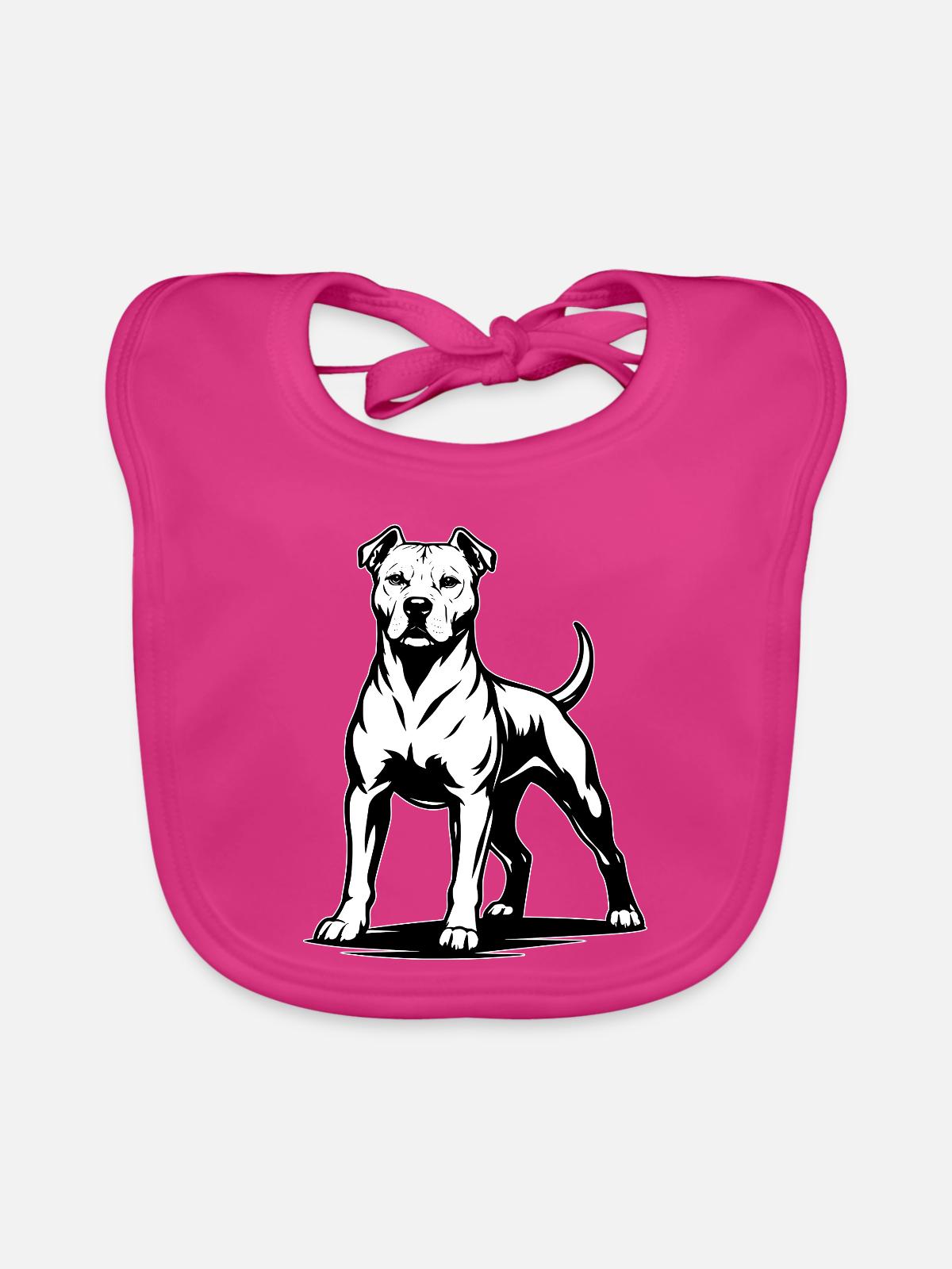 Pitbull in stolzer Pose - Baby Bio-Lätzchen - Fuchsia - Vorne
