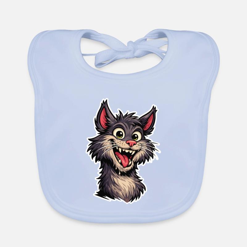Image joyeuse d’un chat de dessin animé souriant Bavoir bio Bébé