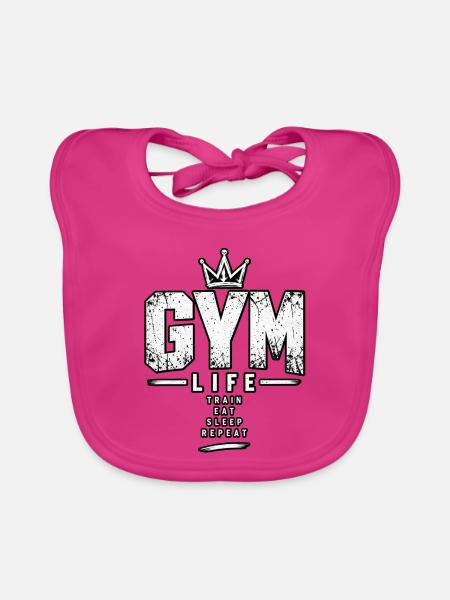 Gym Life Repeat - Baby Bio-Lätzchen - Fuchsia - Vorne