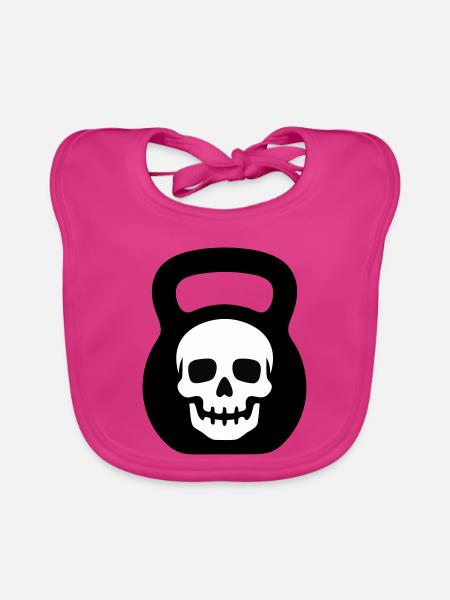 Totenkopf Kettlebell Logo - Baby Bio-Lätzchen - Fuchsia - Vorne