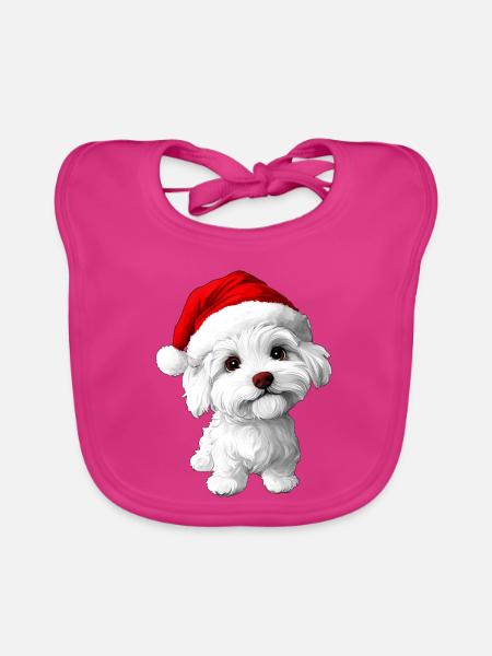 Weihnachten Hunde - Baby Bio-Lätzchen - Fuchsia - Vorne