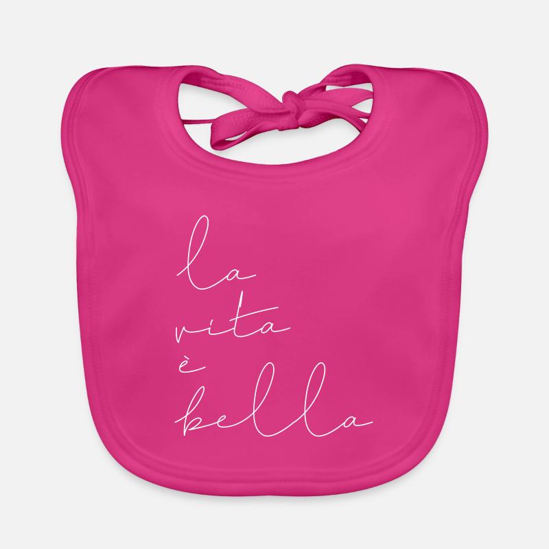La vita è bella - Bavoir bio Bébé - fuchsia