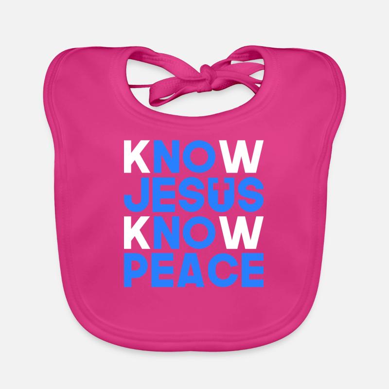 Know Jesus know peace Christian gift Organic Baby Bibs