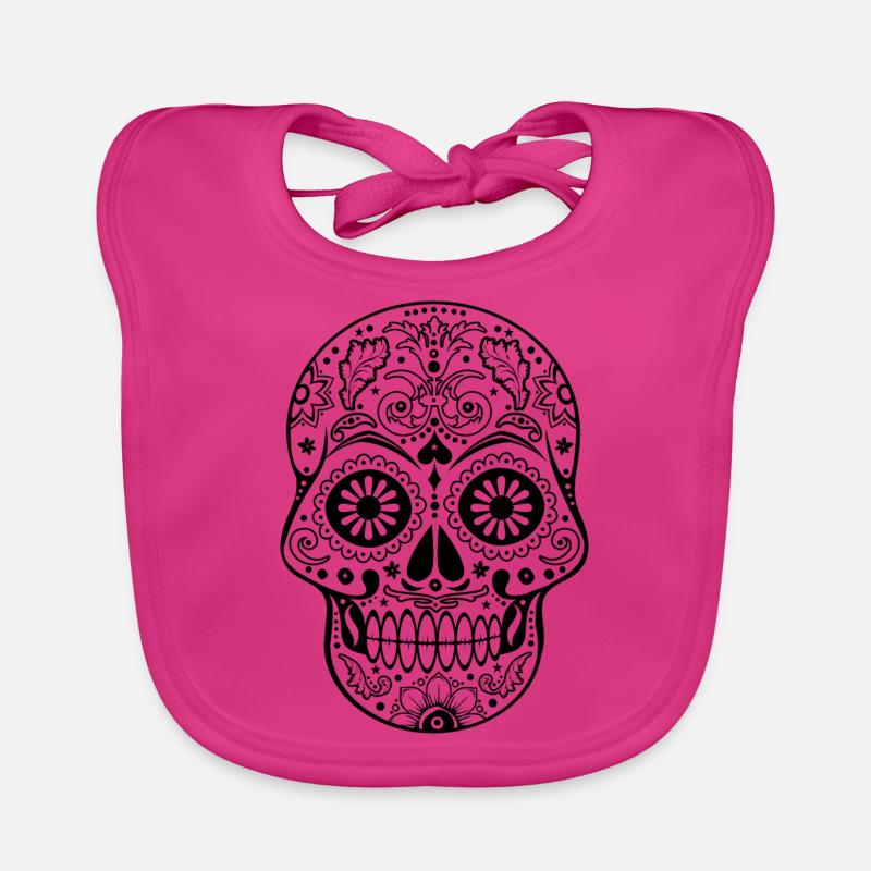 Gothic Ornaments Sugar Skull - black - Baby Bio-Lätzchen - Fuchsia