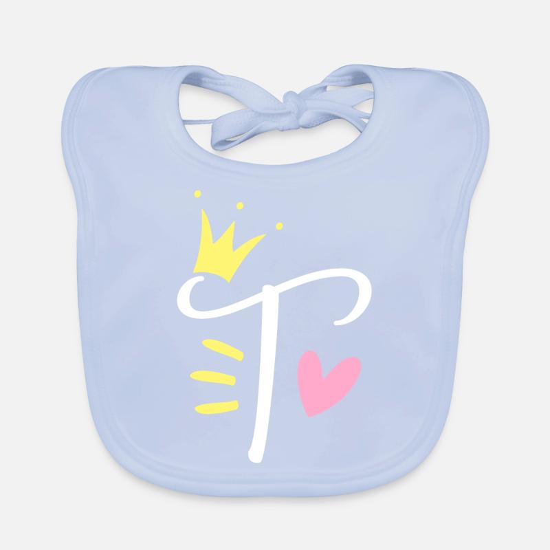 Buchstabe T Anfangsbuchstabe Krone Baby Bio-Lätzchen