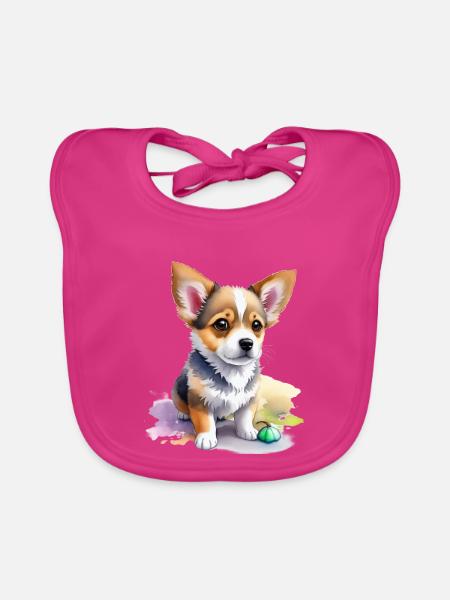 süßer Hund - Baby Bio-Lätzchen - Fuchsia
