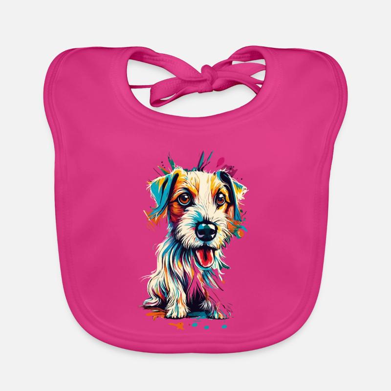 Jack Russel Terrier Coloré - Jack Russell - Bavoir bio Bébé - fuchsia