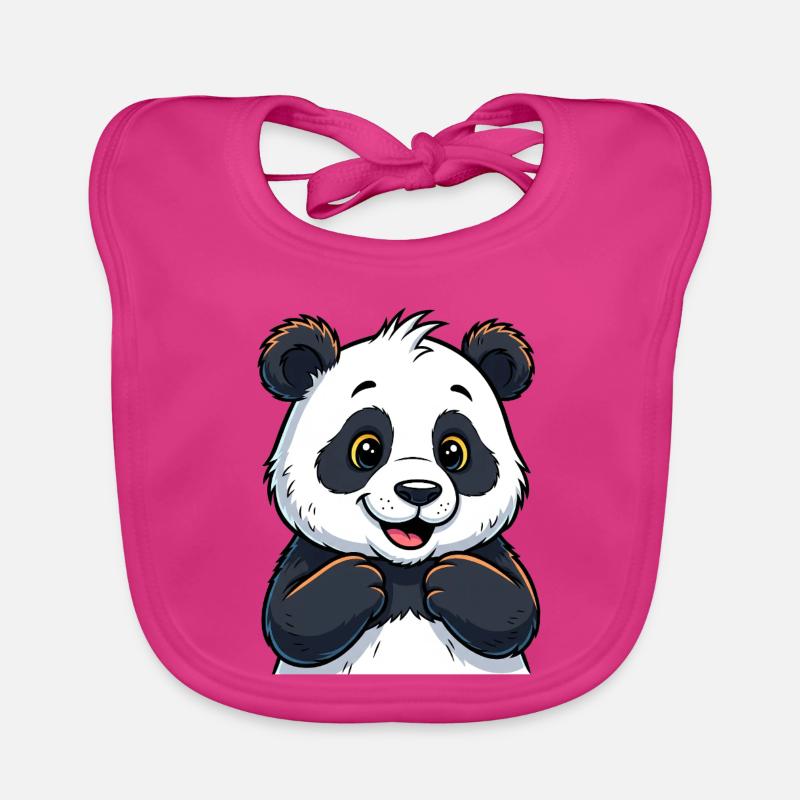 Panda mignon avec un visage heureux Bavoir bio Bébé
